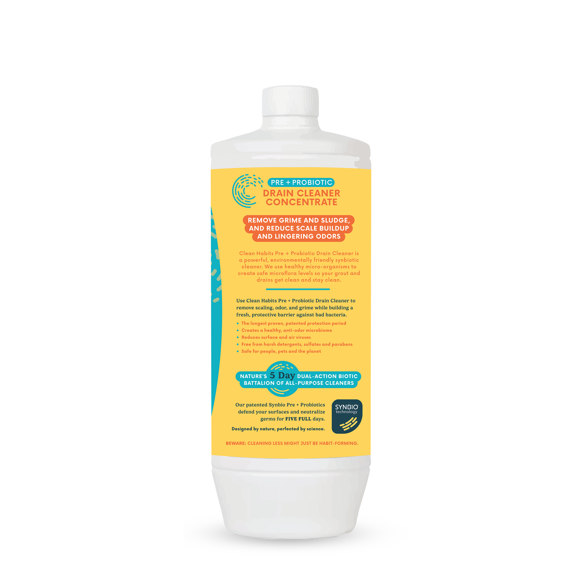 Clean Habits Pre + Probiotic Drain Care Concentrate left side product label