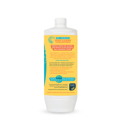 Clean Habits Pre + Probiotic Drain Care Concentrate left side product label