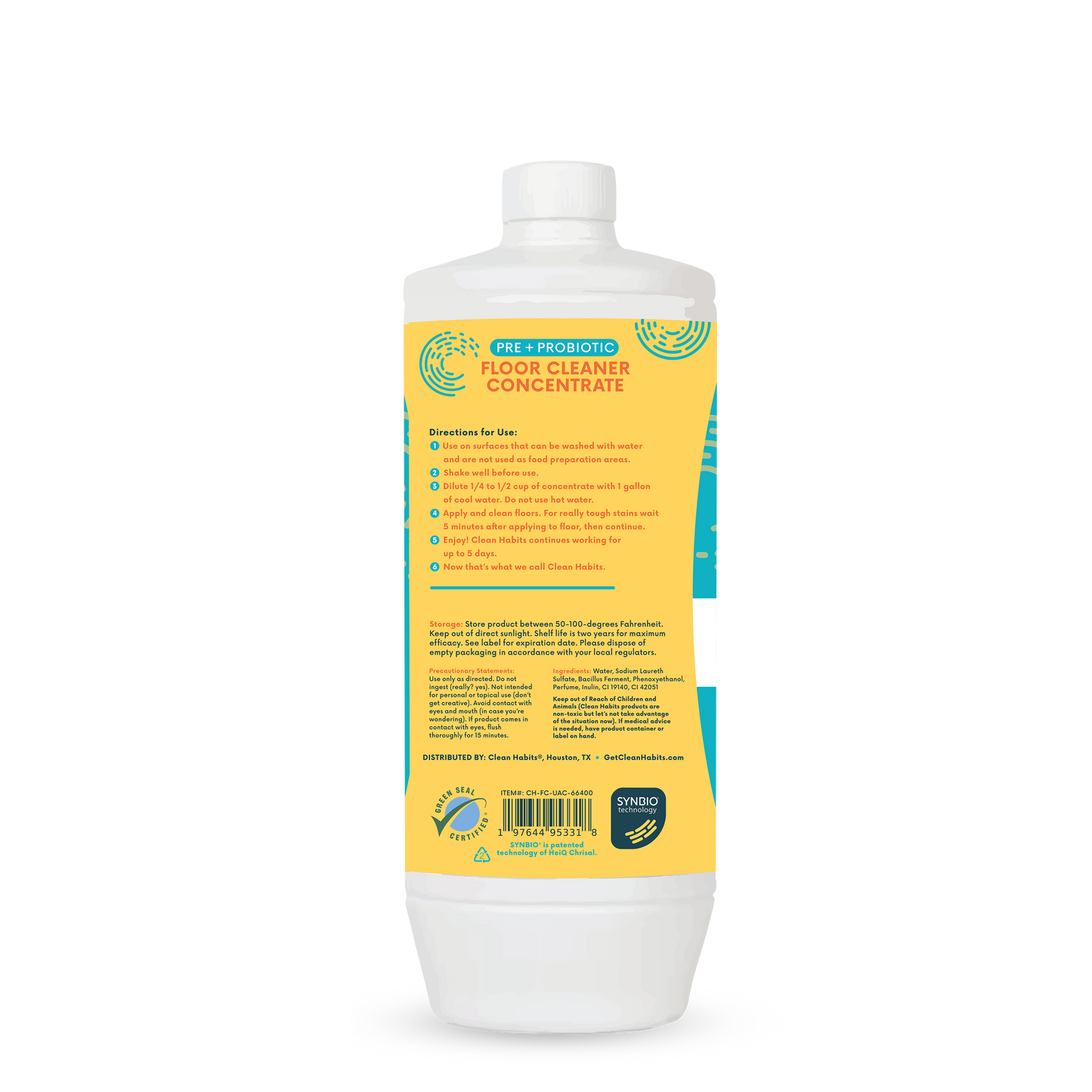 Clean Habits Pre + Probiotic Floor Cleaner left side label